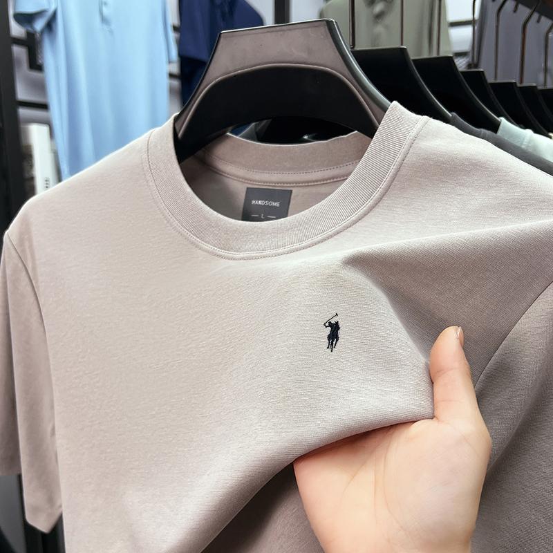 Herren O-Neck T-Shirt Mode Einfarbige Spurs Stickerei Kurzarm Sommer Klassisch Lässig Sport Trend Herrenmode XXL black
