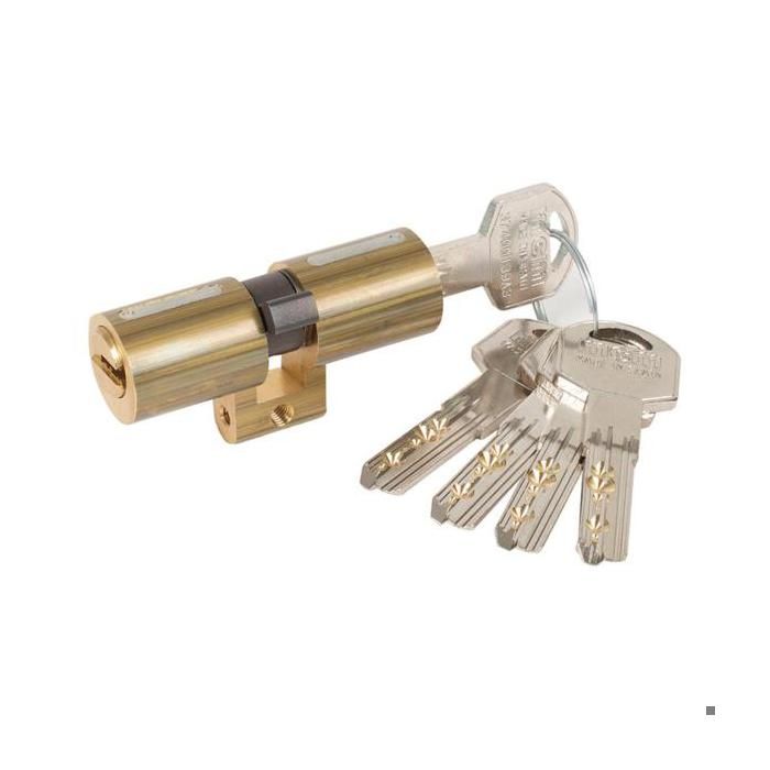 Sicherheitszylinder MCM - Einsteckschloss Profil Schweiz 33-43 aus Messing - 6 Stifte - 5 Schlüssel inklusive
