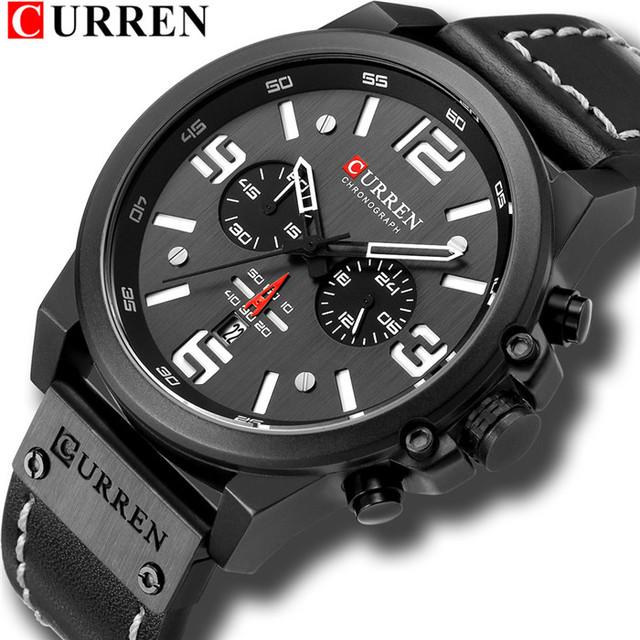 CURREN Neue Männer Uhr CURREN Top Marke Luxus Herren Quarz Armbanduhren Männlich Leder Militär Datum Sport Uhren Relogio Masculino schwarz weiße