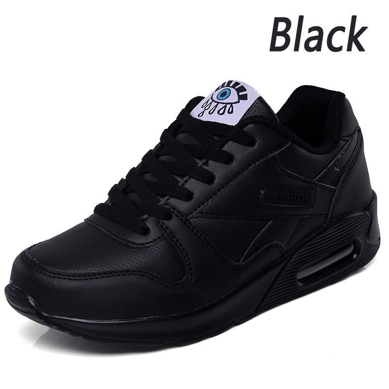 Damen-Freizeitschuhe, Leder-Plateauschuhe, Damen-Sneaker, weiße Damen-Sneaker, leichte Schuhe 41 schwarz