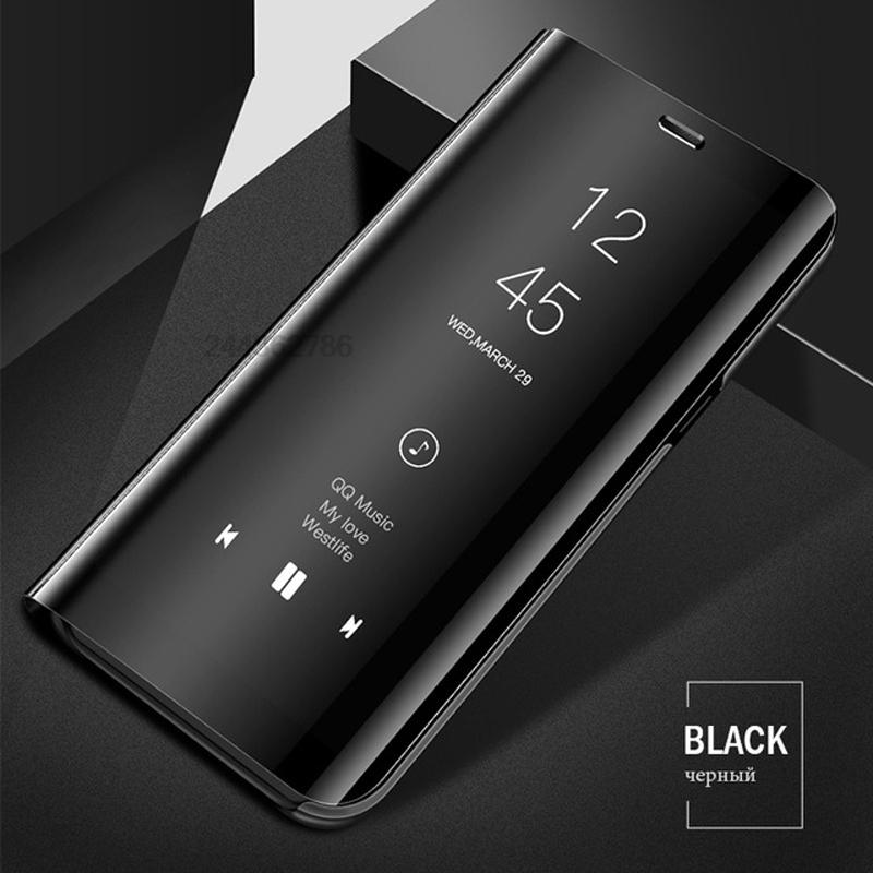 Spiegelansicht Smart Flip Case Für Samsung Galaxy S10 Plus S10Plus SM G975F G975 Luxus Original Magnetische Fundas Auf Lederhülle S10 Plus schwarz