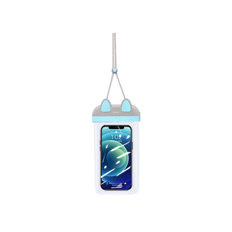 USAMS IPX8 Wasserdichte Handytasche mit Lanyard Universal Drift Tauchen Surfen Schwimmen Tasche Hülle Hülle für iPhone 13 12 11 Pro Xiaomi Huawei ABS TPU&Case & Strap blau