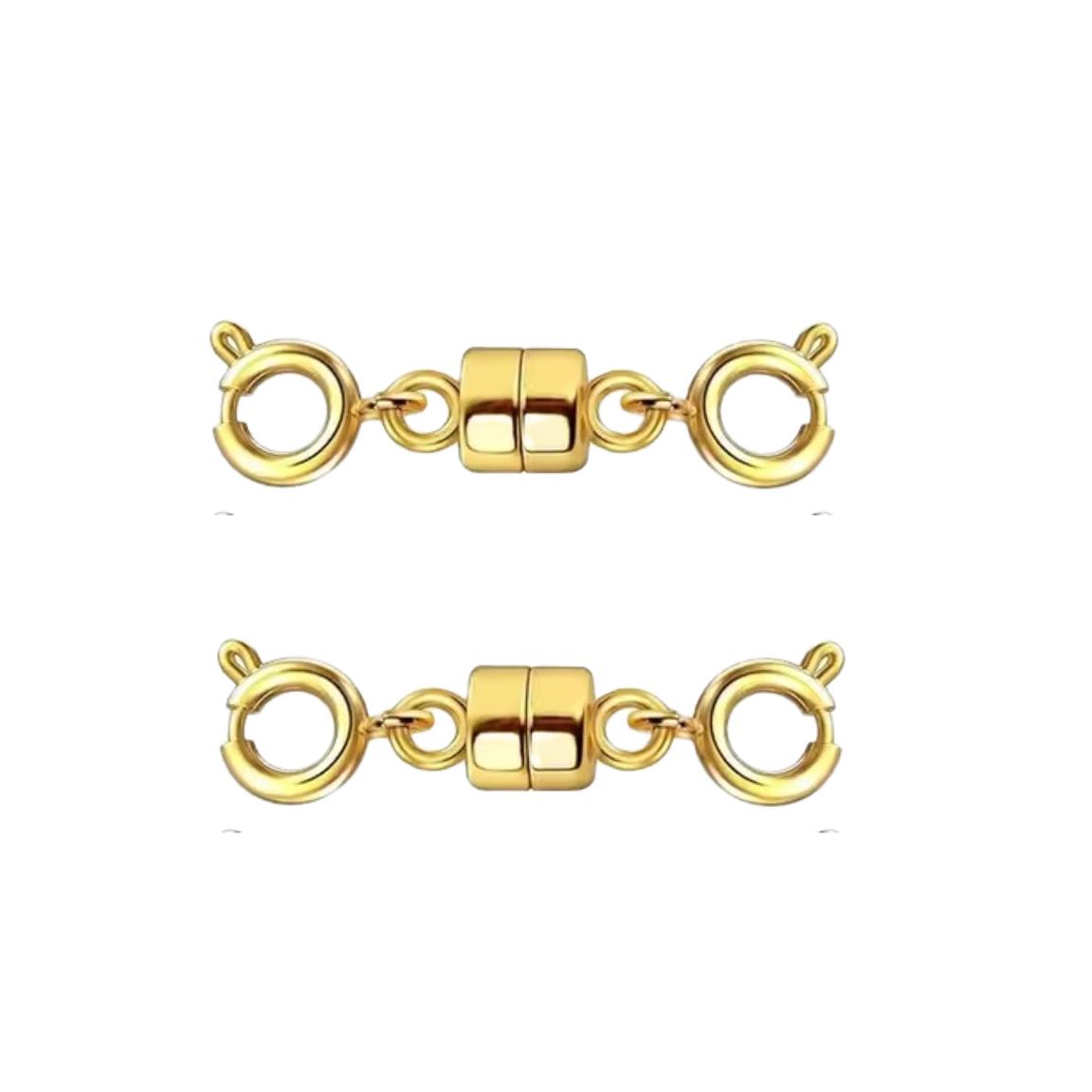 Doppelte magnetische Halskettenverschlüsse, vergoldet und versilbert, Schmuckverschlüsse, Konverter, Halskettenverlängerungen für Halsketten, Schmuckherstellungszubehör 2 pairs gold