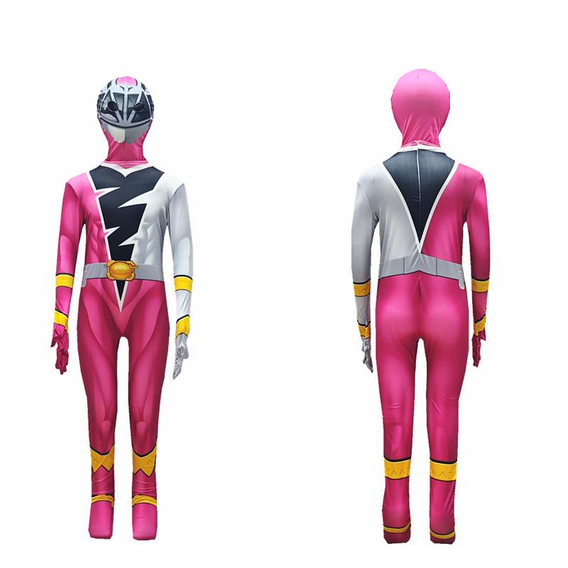 Kinder Jungen Superhelden Rangers Team Overall Maske Kleidung Set Cosplay Kostüme Halloween Geburtstagsparty Zentai Anzug Outfits 100cm rosa
