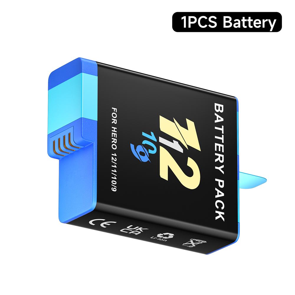2000mAh Akku für Gopro Hero 9 10 11 12 Kamera-Akku mit LCD 3-Slots Schnellladegerät Box für GoPro Hero12 11 Sportkameras 1battery