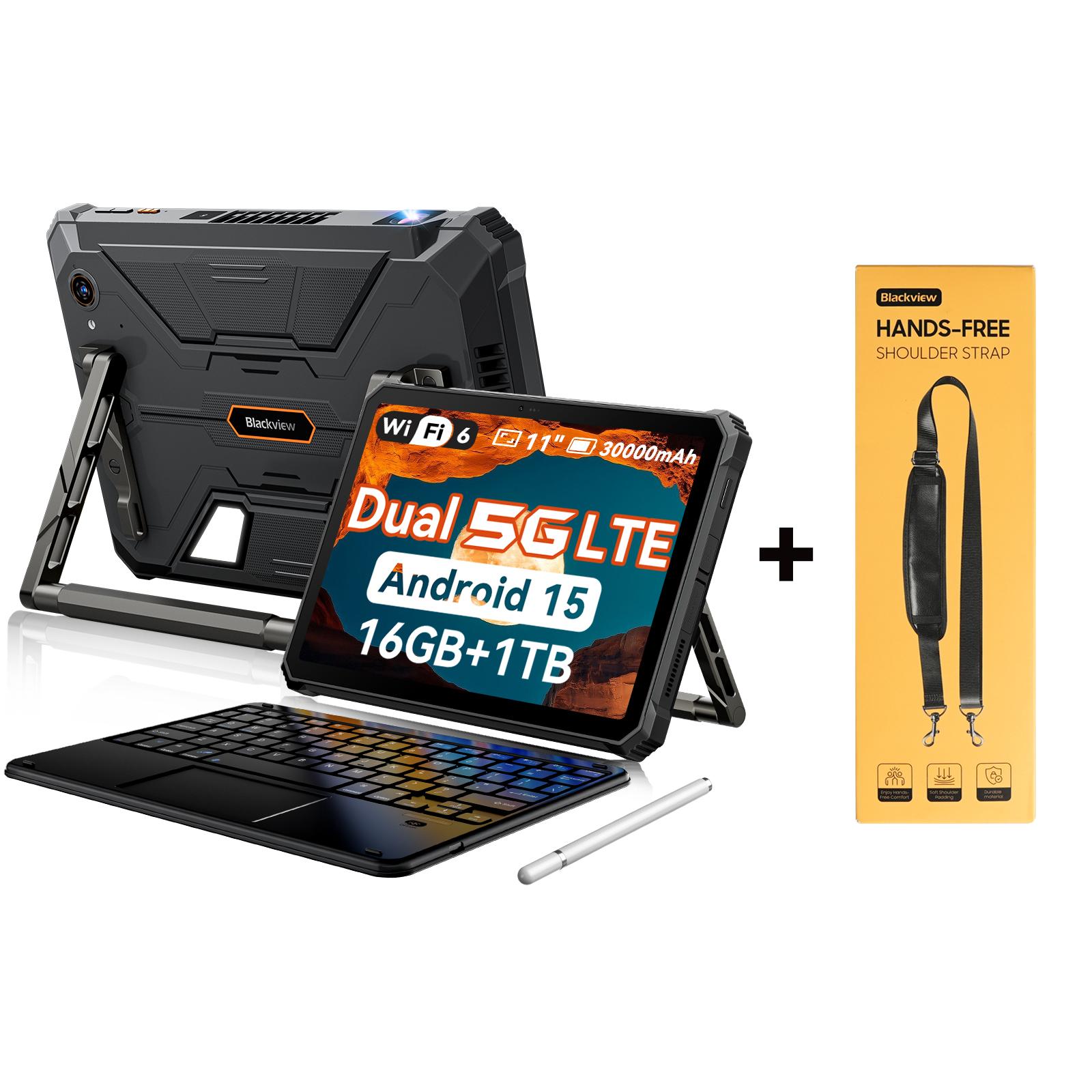 Blackview Active 12 Pro Rugged Tablets Android 15 11 Zoll 12GB 256GB/16GB 1TB Tablet PC 30000mAh 90Hz with keyboard+1*strap schwarz