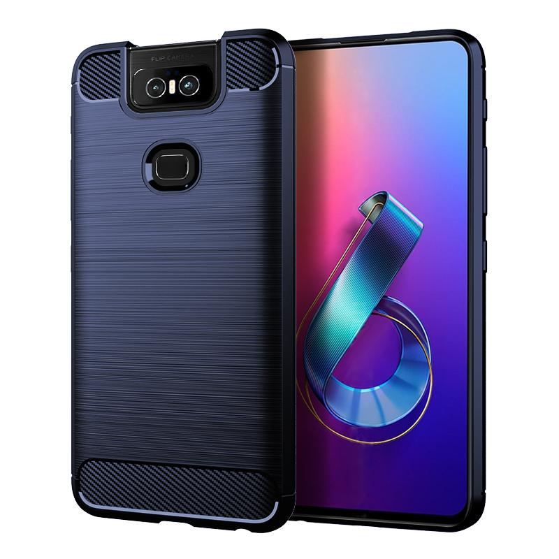Für Asus Zenfone 6 Fall Stoßfest Zurück Abdeckung Für zenfone 6z Weiche Telefon Fällen für ASUS zs630kl Carbon Fiber Fall coque Fundas Zenfone 6 blau