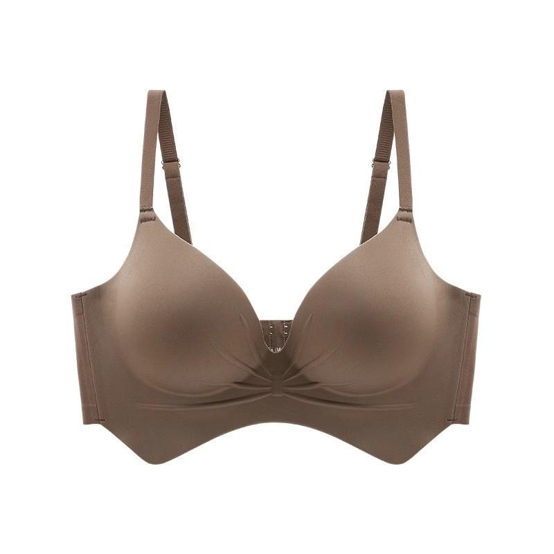 Push-Up-BH, sexy BHs für Damen, tiefes V-Bralette, gepolsterter Büstenhalter, nahtlos, dicke Körbchen-BHs 38A/B kaffeebraun