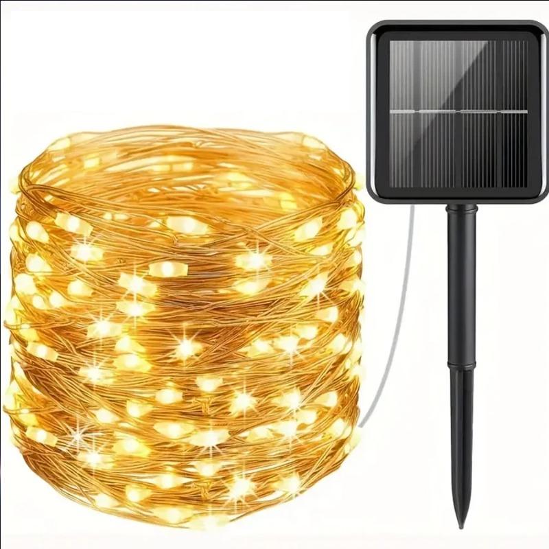 LED Solar Lichterkette Außen, Wasserdichte Solar Lichterkette Kupferdraht Solar Funkelnde Lichter für Baum Garten Party Hochzeit 7M 50LEDS Random color
