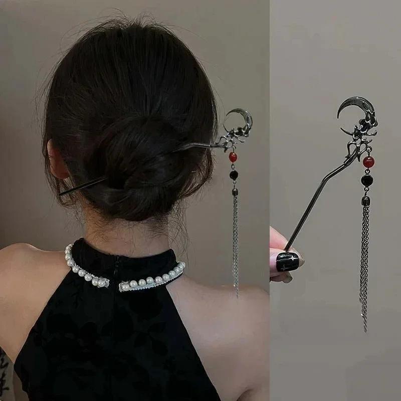 1PC Chinesischen Stil Schmetterling Blume Quaste Haar Stick für Frauen Vintage Metall Hanfu Essstäbchen Haar Sticks Haar Zubehör