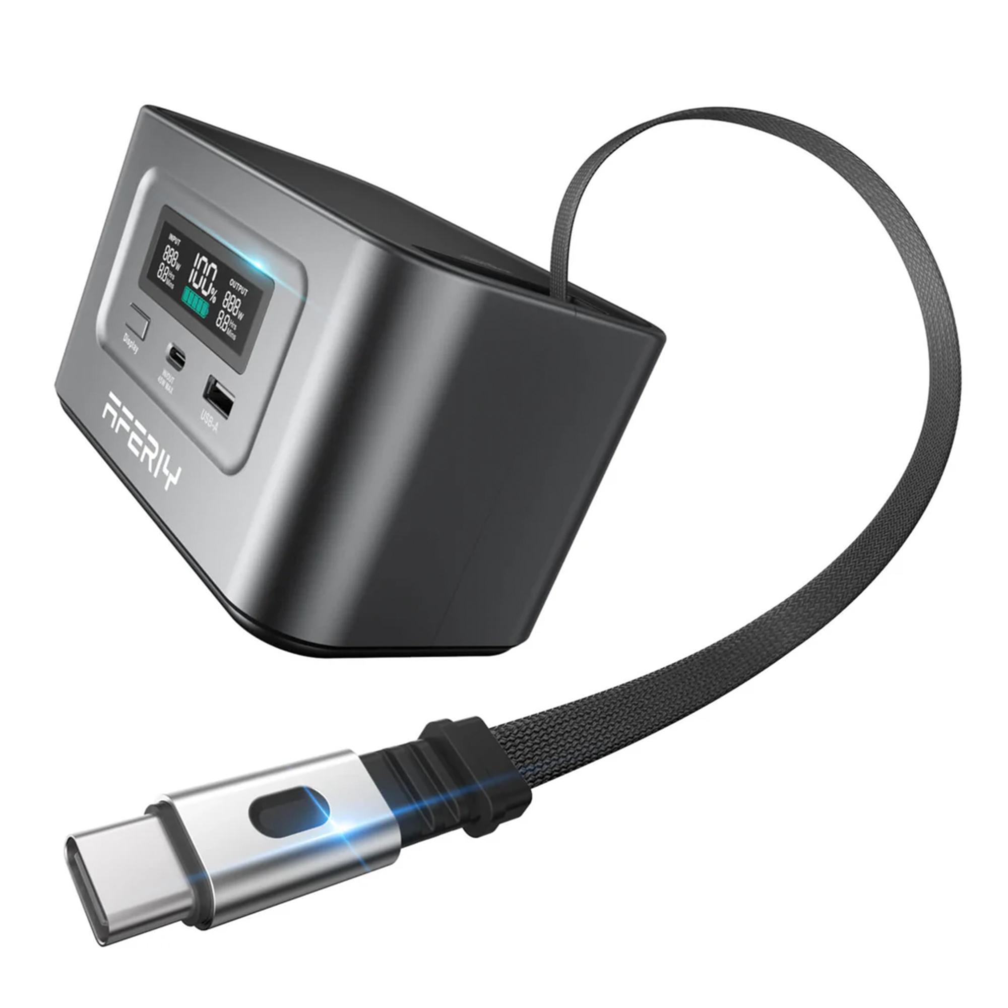 AFERIY Nano100 – Powerstation – Tragbare Powerstation 99,2Wh / 31.000mAh 100W, LiFePO4-Akku, USB-A/USB-C, Solar-kompatibel, für Camping & Outdoor