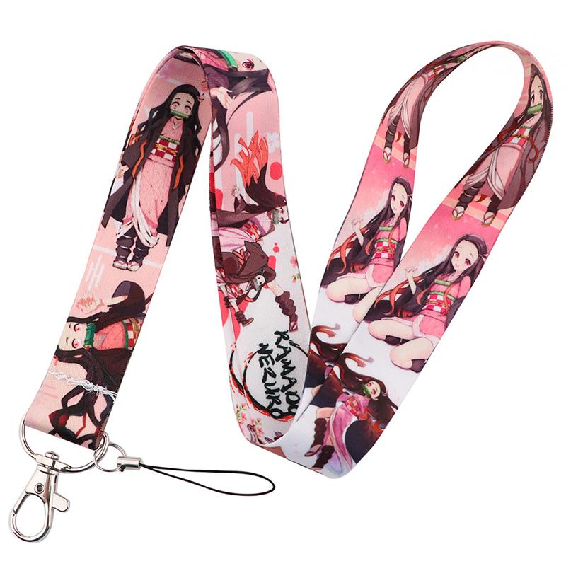 Demon Slayer Schlüsselband Auto Schlüsselanhänger Ausweis Pass Fitnessstudio Handy Abzeichen Kinder Schlüsselring Halter Schmuck Dekorationen