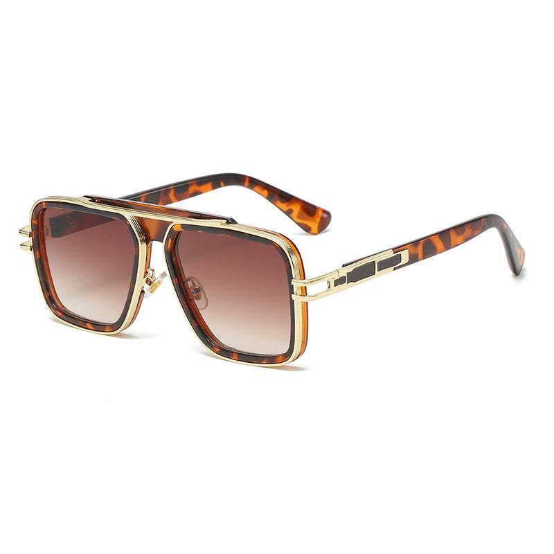 Luxuriöse Herren- und Damen-Metall-Trend-Dita-Sonnenbrille, quadratische Retro-europäische und amerikanische Sonnenbrille beige