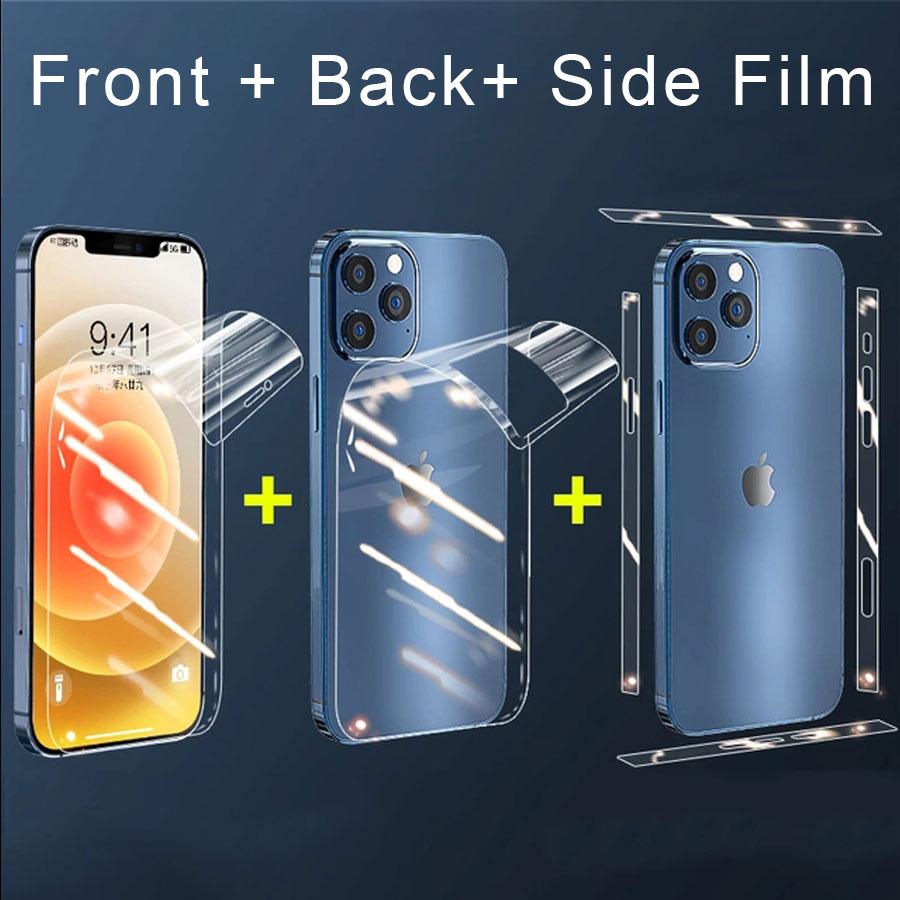 Für iPhone Air 13 12 14 15 16 17 Pro Max 13 12 11 Mini X XS Max XR 8 7 SE 2020 Button Aufkleber Klar Hydrogel TPU Folie Bildschirmschutz Rahmenfolie iPhone 17 Pro Max