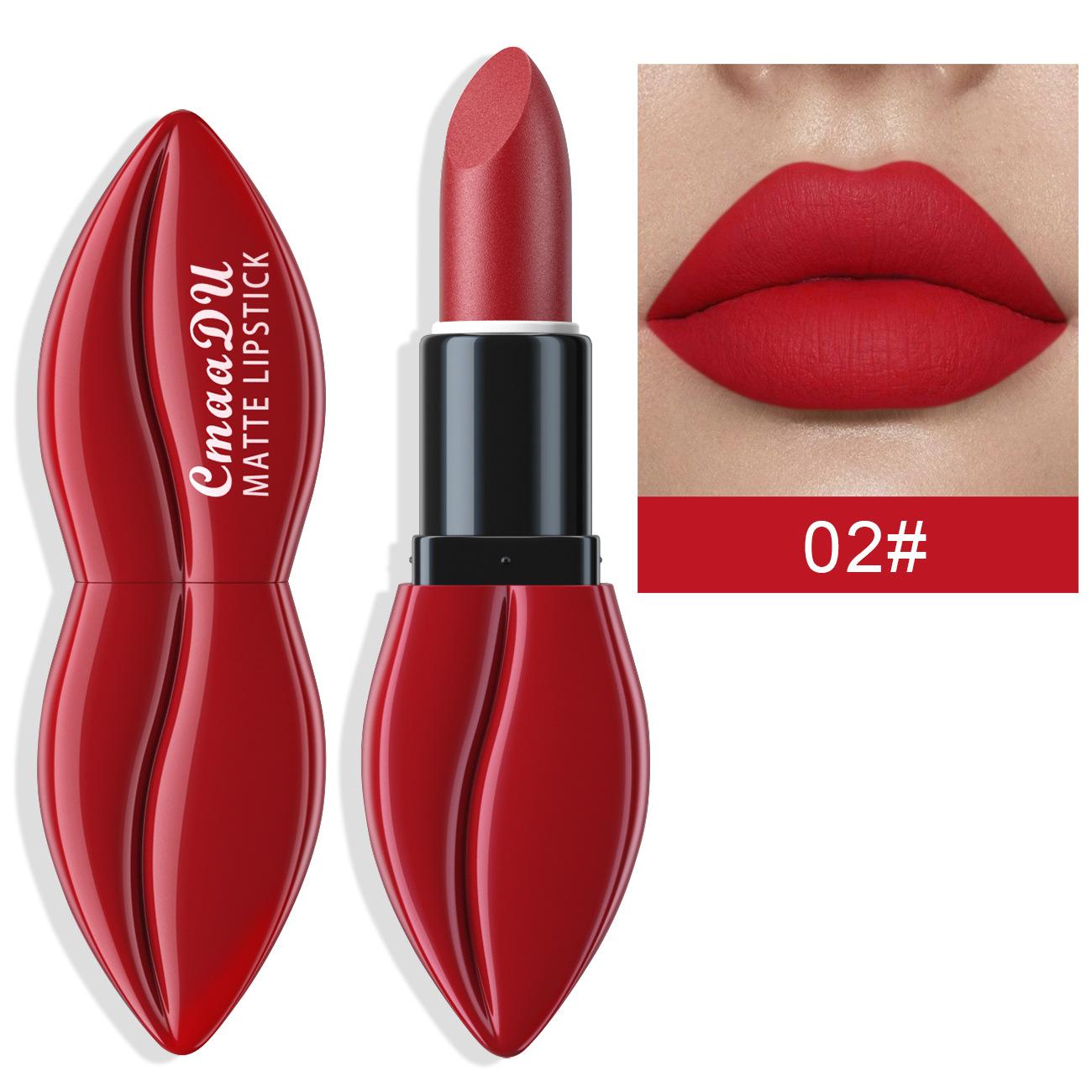 Natürlicher, glatter, mattierter, wasserdichter Samt-Nude-Lippenstift, sexy rotbrauner Lippenstift, Pigmente, Make-up, Lipgloss, langlebig, professionell 02