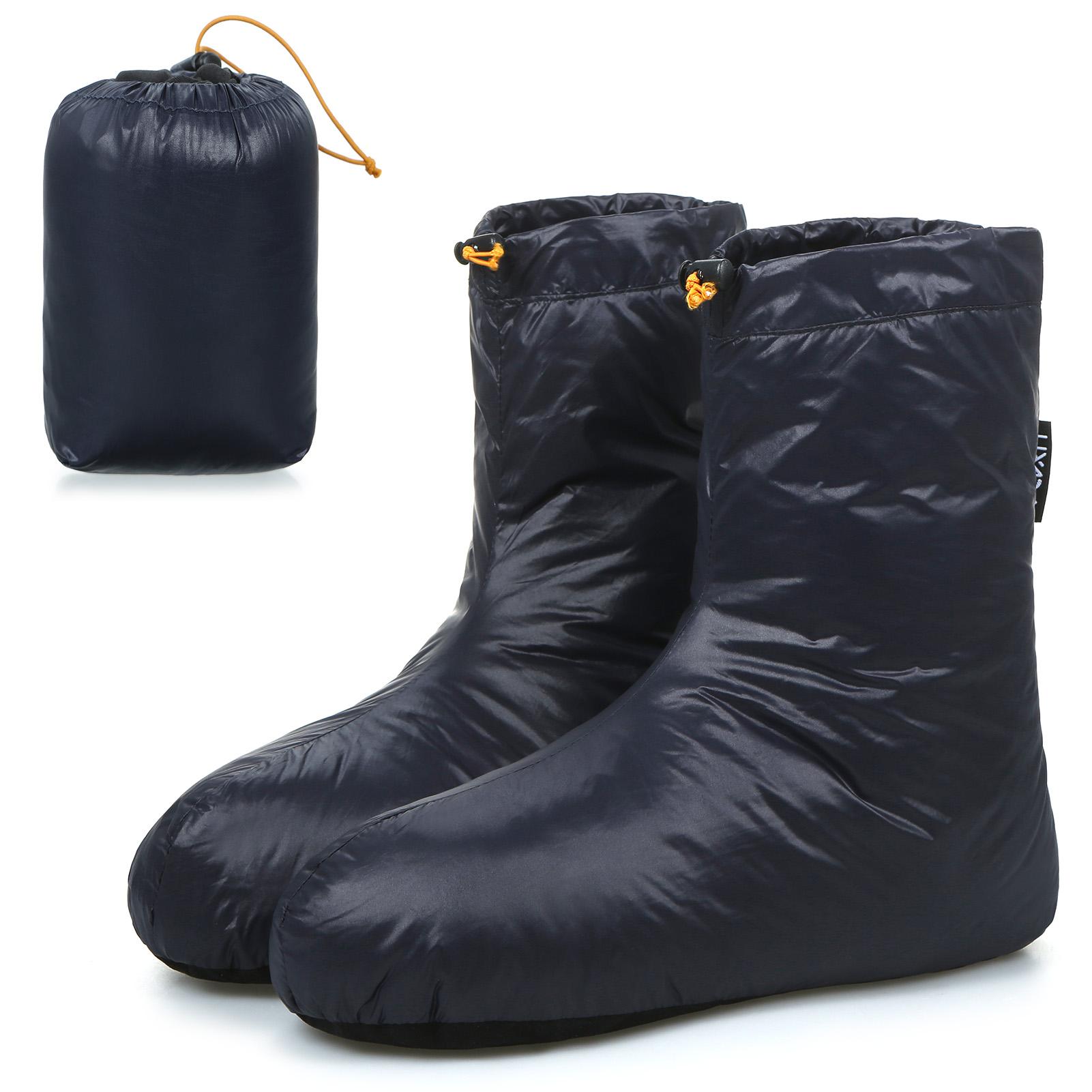 Lixada Winter warme Daunen-Schlafpantoffeln, Daunensocken, weiche, winddichte Camping-Daunenstiefel für Schlafsack, Camping-Socken M