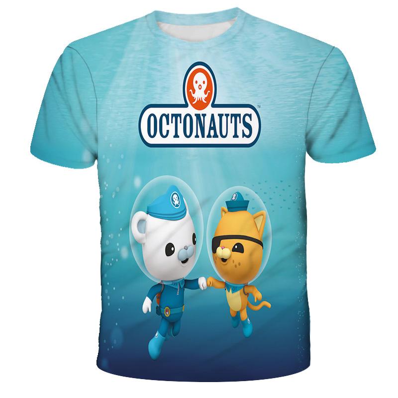 Sommer Octonauts Junge/Mädchen 3D Druck T-shirt Mode Kurzarm Oansatz Jungen Lustige T Shirt Shirts Geschenk Für Mädchen kinder Kleidung 120 white