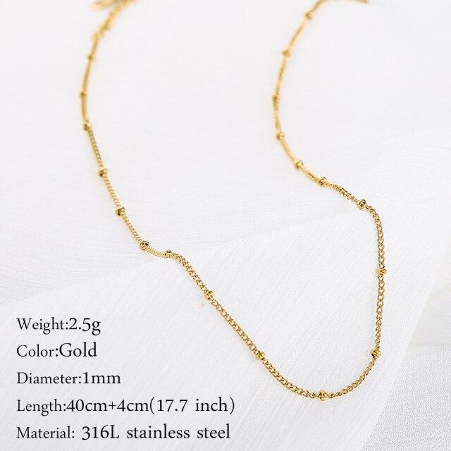 Mehrlagige Choker-Halskette aus Edelstahl mit Gliedern für Damen, Halskette Gold Schlangenkette Damen Schmuck für Damen beige