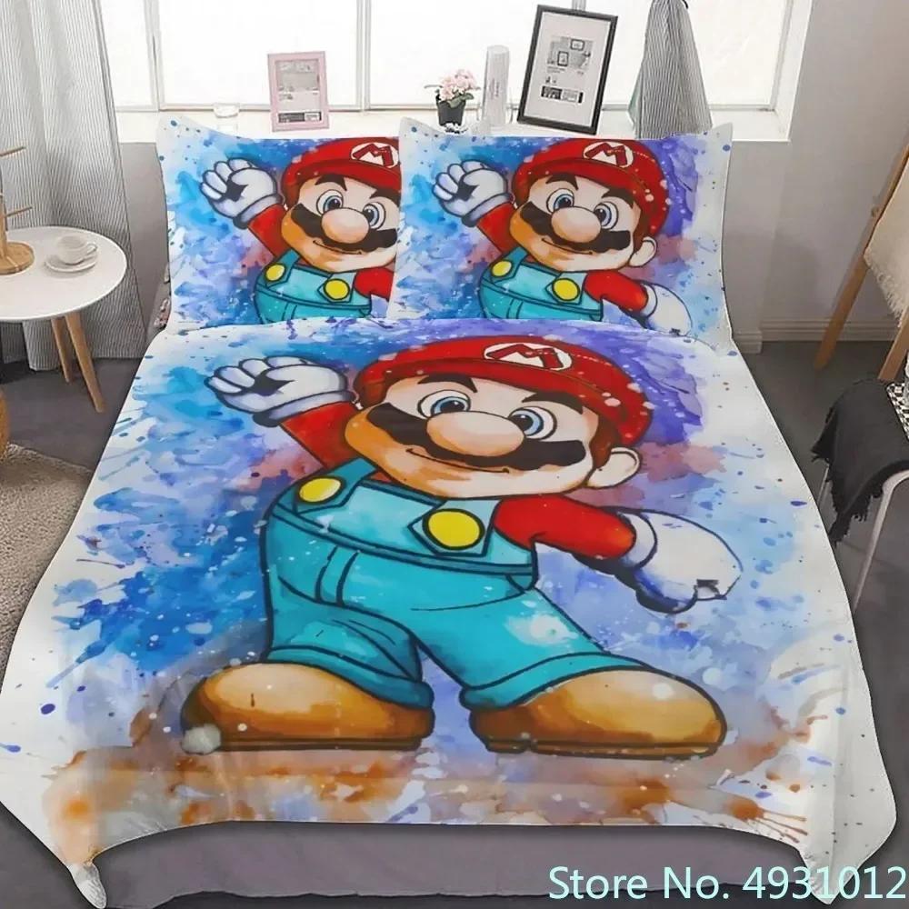 Gemütliches Baby-Bettwäsche-Set Mit Anime Super Mario Anime 3D Bettbezug Für Kind Kinder Jugendliche Erwachsene Heimtextilien Bettdeckenbezug AU Queen(210*210cm)3pcs