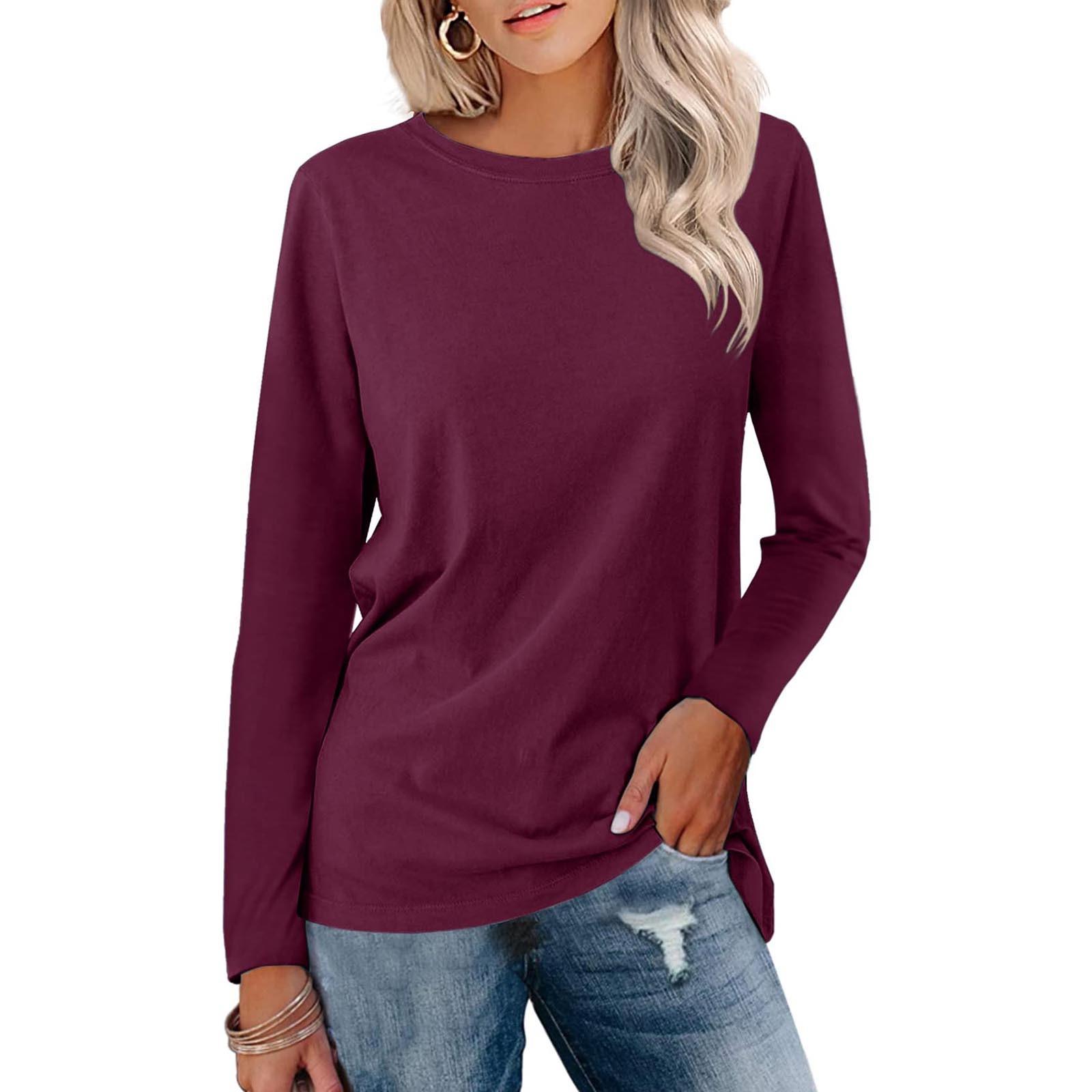 Damenmode Casual Langarm Rundhals Pullover Top Bluse S