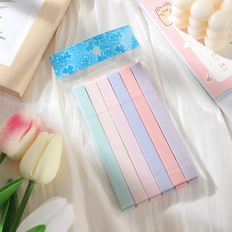6 teile/satz Pastell Farbe Highlighter Kawaii Schreibwaren Farbe Marker Schule Liefert Student Marker Highlighter Japanischen Schreibwaren 6PCS