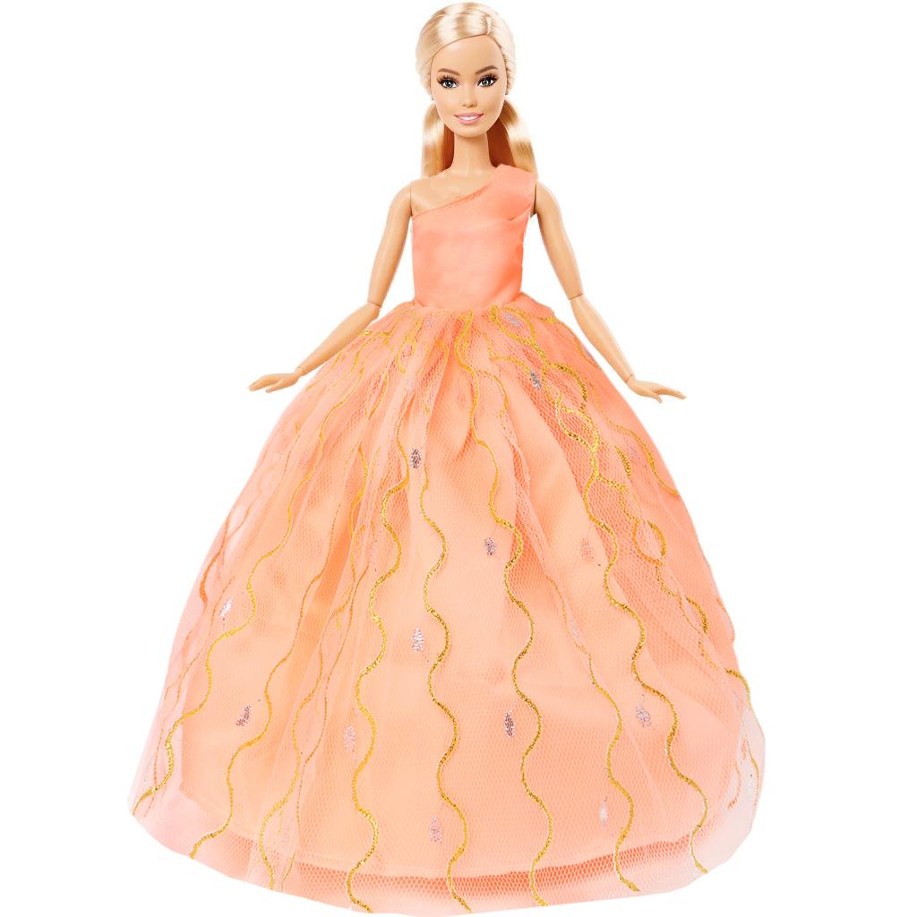 Bunte Ballkleider, Partykleider für Barbie-Puppen-Kleidung, Hochzeits-Braut-Outfits(KEINE PUPPEN) orange