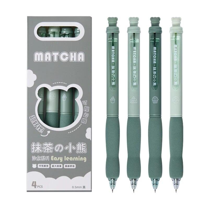 4 Teile/paket Bär Löschbaren Gel Stifte 0,5mm Schwarz Tinte Soft Grip Unterschrift Stifte Für Studenten Büro Schule Schreibwaren grün