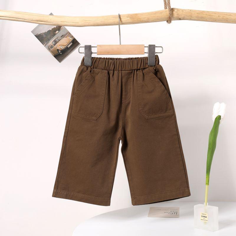 Hosen, Kinderkleidung Casual Sommer Jungen und Kinder Baby Taschen Lose Arbeitshosen Freizeithosen Shorts 160 dunkelbraune