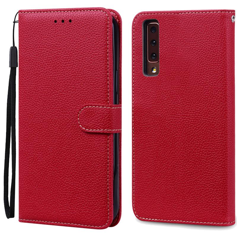 Für Samsung Galaxy A7 2018 Hülle Galaxy A 7 2018 Hülle Luxus Leder Flip Case Für Samsung Galaxy A7 2018 SM-A750F Handyhüllen Samsung A7 2018 A750 dunkelrote