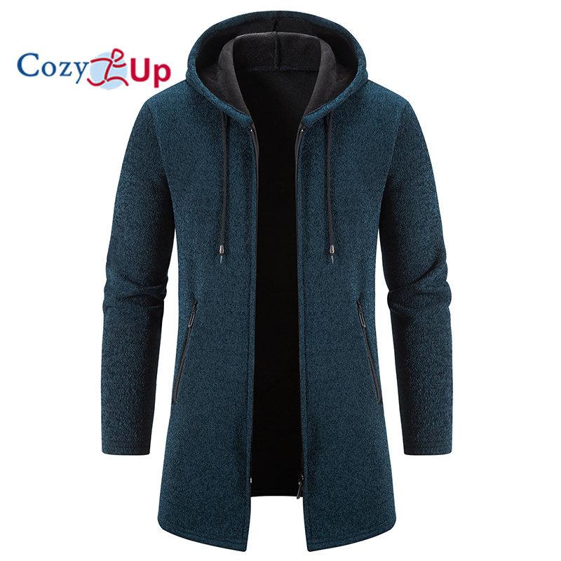 Cozy Up Herren-Pullover, Strickjacke, Reißverschluss, Pullover, Jacke, gestrickt, einfarbig, mit Kapuze, stilvoll, Outdoor, Zuhause, Bekleidung, Winter, Herbst M navy blau