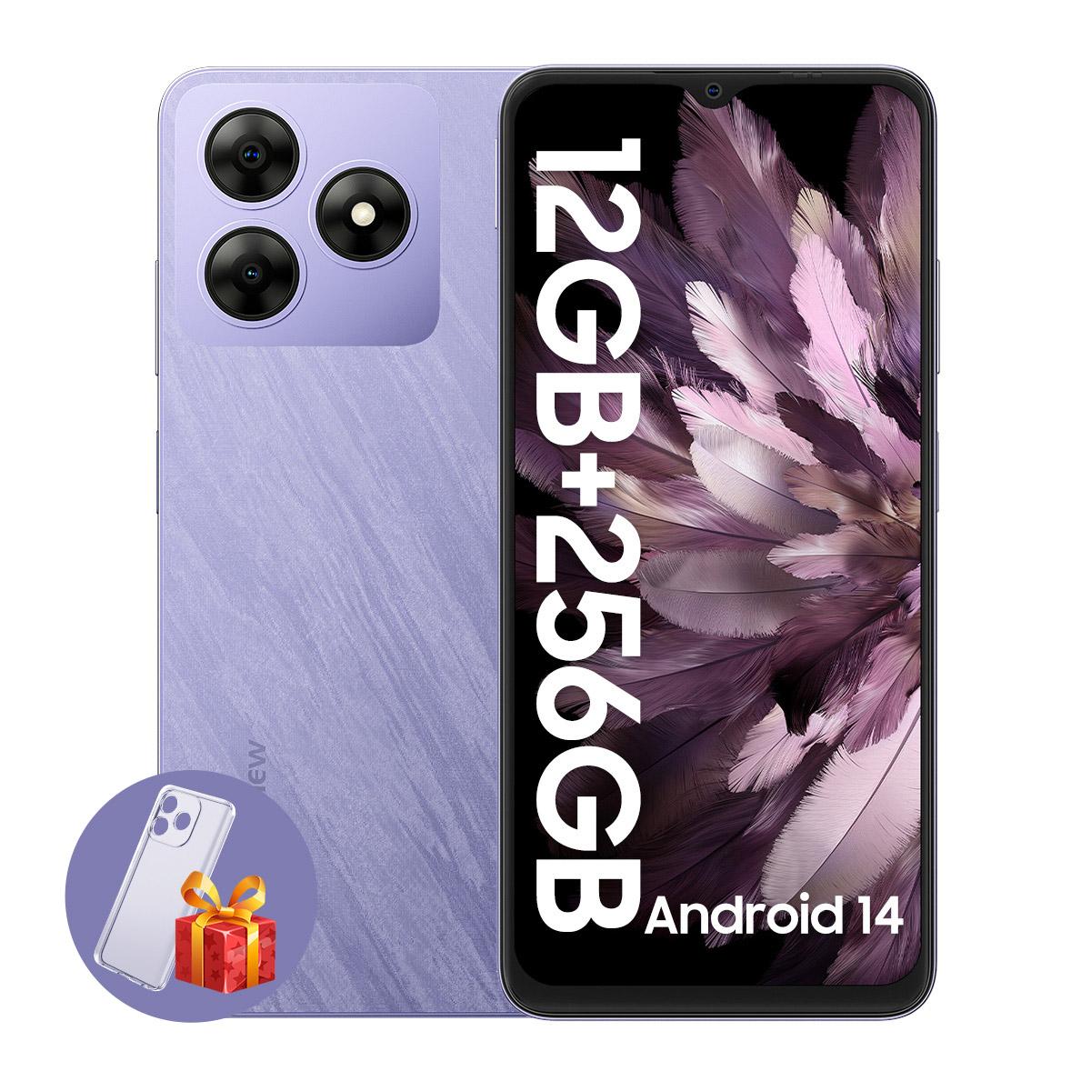 Blackview WAVE 8, Android 14 Smartphone, 12GB RAM, 128GB/256GB ROM, 6,56-Zoll HD+ Display, 5000mAh Schnellladung 8+256 violett