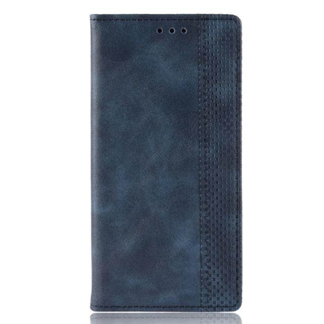 Für Motorola Moto G9 Play Hülle, magnetisches Flip-Book-Lederetui, Kartensteckplatz, Brieftaschenhalterung, Abdeckung für Moto G9 Plus G 5G Plus One Fusion Handytasche for One Fusion Plus dunkelblaue