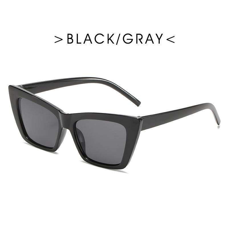Persönlichkeit Trend Cat Eye Quadrat Sonnenbrille Frauen Mode Luxus Marke Großen Rahmen Retro Sonnenbrille UV400 Schutz Brillen schwarz/grau
