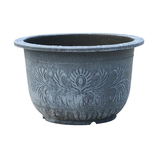Blumentopf Große Kapazität Harz Pflanzgefäß Mehrzweck Outdoor Garten Topf mit Drainagesystem UV-Beständig Dekorativer Garten Topf Unperforated grau