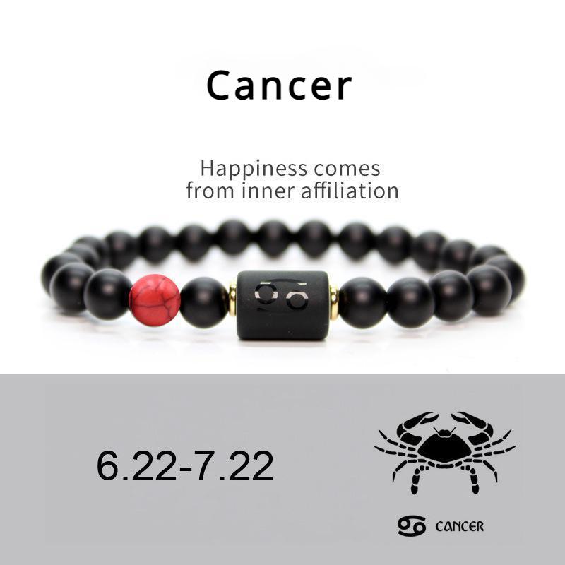 Männer Frauen 12 Konstellation Armband Elastisches Armband Handgewebte Einstellbare Natürliche Tigerauge Obsidian Armband Party Geschenk Schmuck Cancer