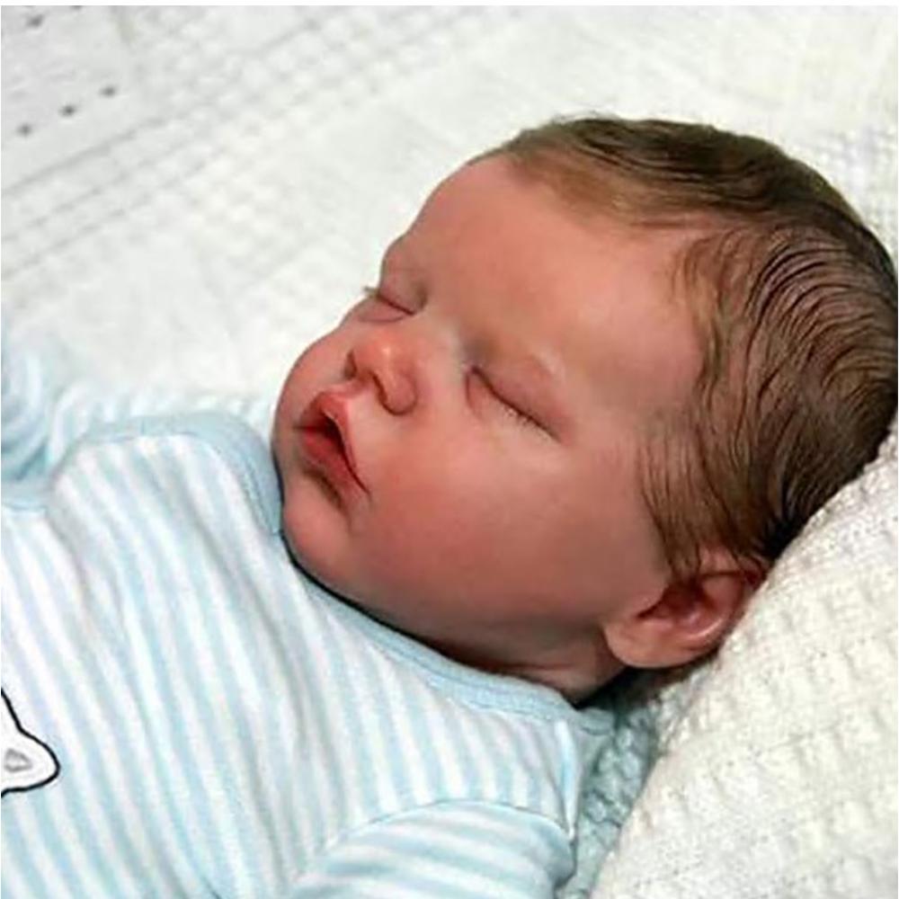 18 zoll Reborn Baby TWINA Schlafende Mädchen Puppe Spielzeug Lebensechte Ganzkörper Mädchen und Jungen Baby Puppen Spielzeug Cloth Body Doll hellbraun