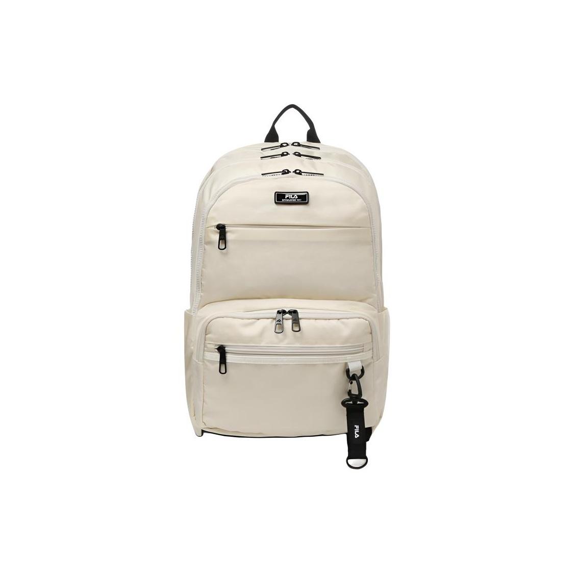 FILA Einfacher Vielseitiger Unifarbener Rucksack mit Großer Kapazität aus Nylon Unisex Rucksack Cremefarben FS3BPE6002X-CRM Cream