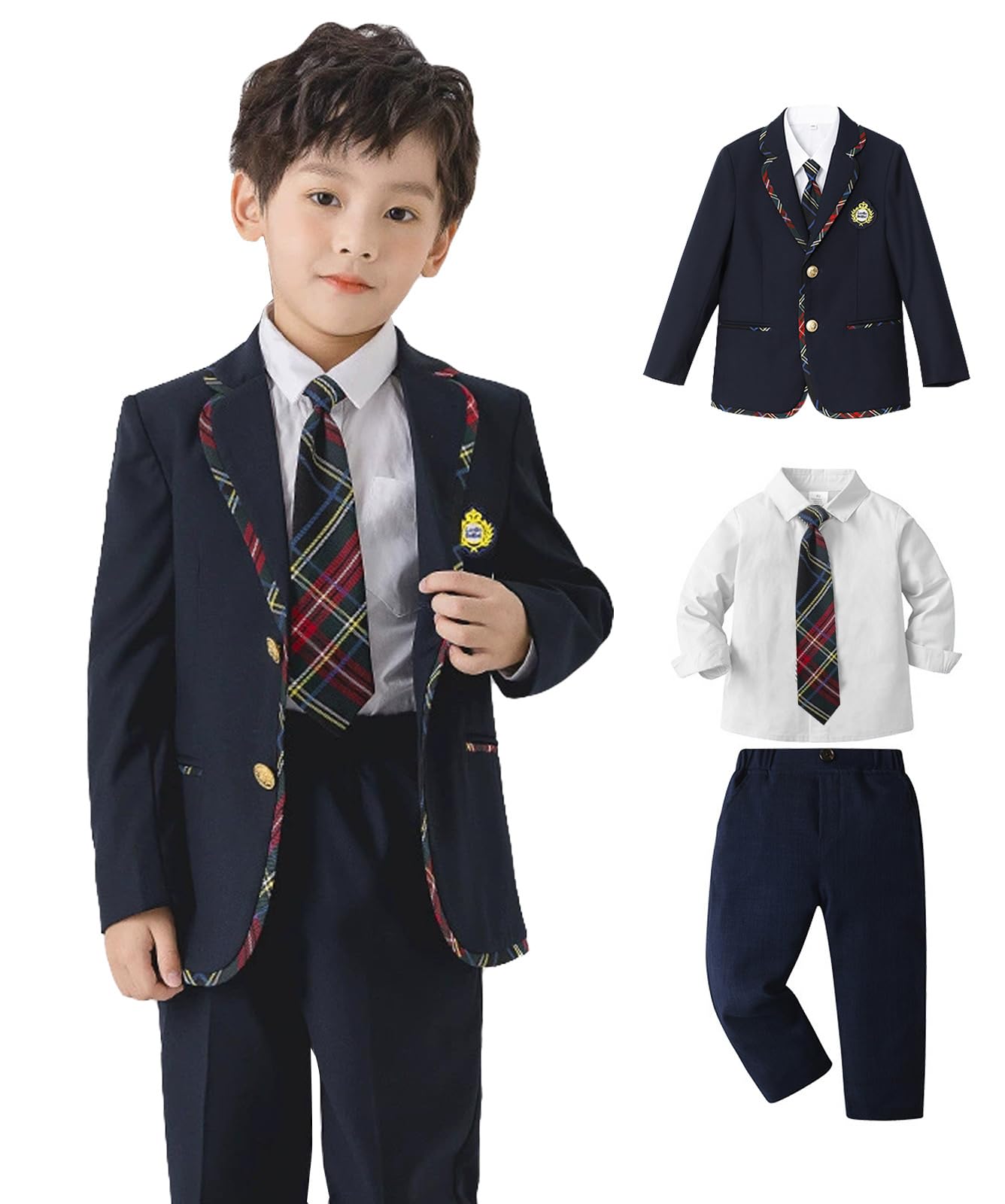 Formelle Schuluniform Ober- und Unterteil Eingang Abschluss Plus Kindergartenabschluss Kindergarten Grundschule Größe 150 [Qichenk] Kinderbekleidung, dunkelblau