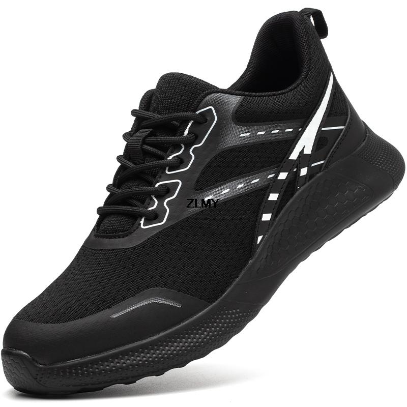 ZLMY Neue Damen-Sicherheitsschuhe mit Stahlkappe, Sneaker, leichte Arbeitsschuhe, pannensichere Arbeitssicherheitsstiefel, Damen- und Herren-Sicherheitsstiefel 35 schwarz