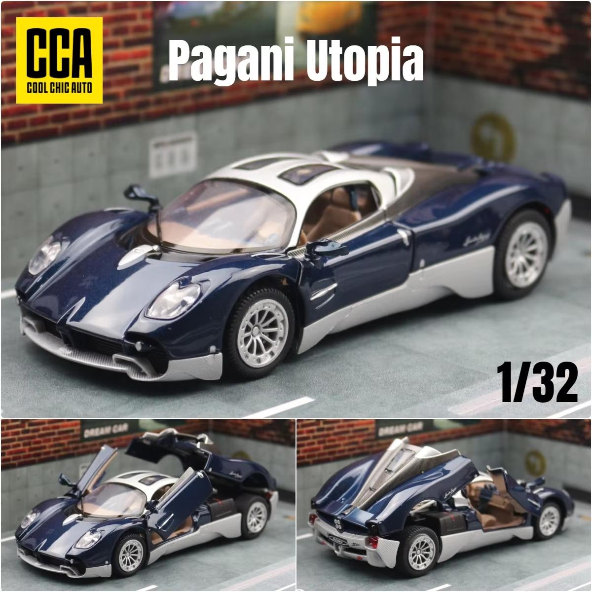 Neu 1:32 Pagani Utopia Legierungs-Sportwagenmodell Diecasts Metall-Rennwagen-Fahrzeuge Modellsimulation Ton und Licht Kinderspielzeug Geschenk blau/weiß