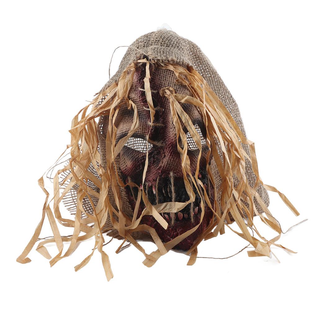 Halloween Gruselige Gesichtsbedeckung Gruselige Vogelscheuchen-Kopfbedeckung Halloween Kostüm Cosplay Kostüm Requisiten