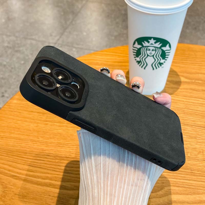 Modische Hülle für iPhone 14 13 12 11 Pro Max Plus XR XS Max X 7 8 Plus SE 2020 Fellleder Volllinsenschutz Hüllen Abdeckung For iPhone 14Pro Max schwarz