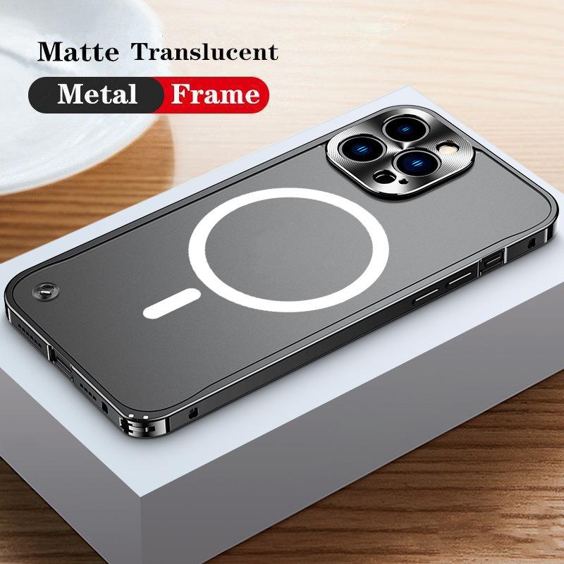 Luxuriöse Schutzhülle aus Aluminiumlegierung mit Metallrahmen für iPhone 16 15 14 13 12 11 Pro Max, All-Inclusive-Abdeckung für Magsafe iPhone 14 Pro For iPhone 16 Pro Max schwarz