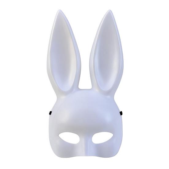 Halloween Hase Maske Lange Ohren Kaninchen Halbmaske für Geburtstag Ostern Halloween Maskerade Cosplay Party Kostüm Accessoire weiß