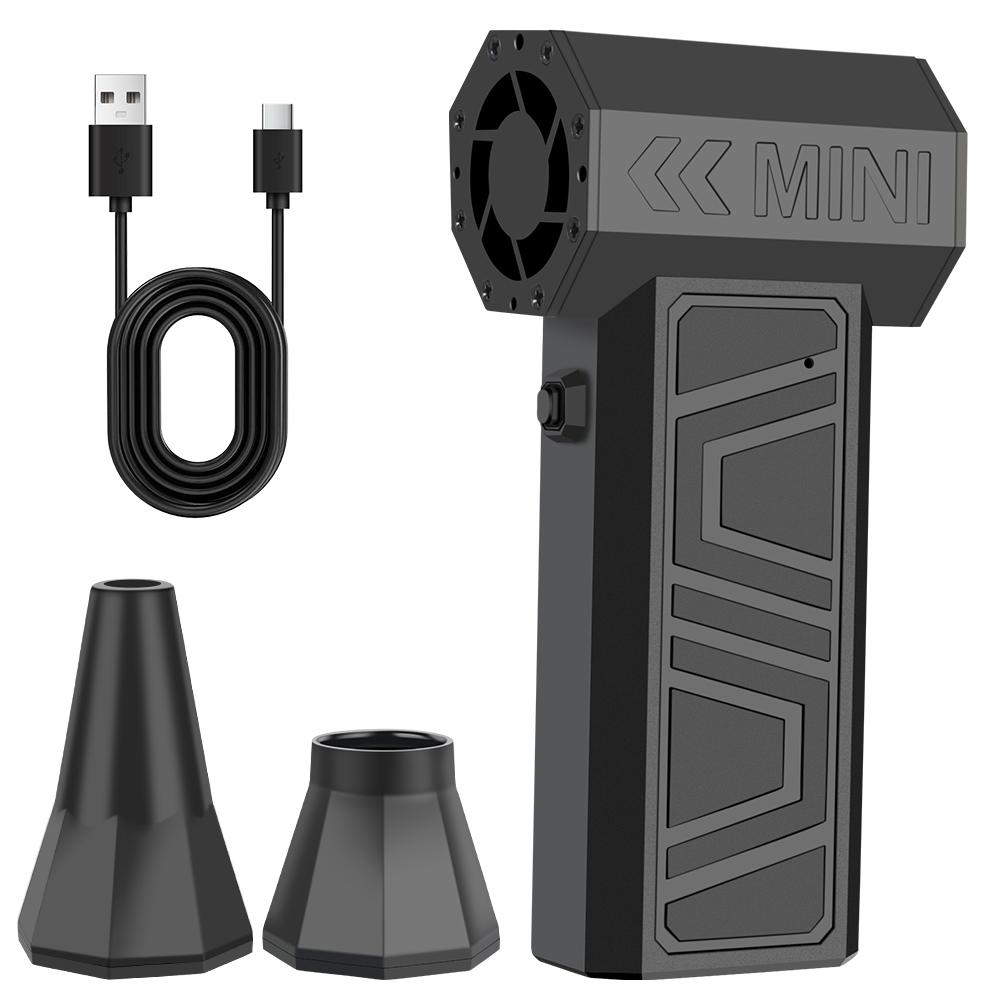 4-Gang-Einstellgetriebe Typ-C-Ladegerät Autozubehör Turbo-Jet-Ventilator 130.000 U/min Reinigungsgebläsewerkzeug Elektrischer Luftstaubwedel Auto Schneewehen schwarz