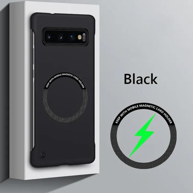 Rahmenlose magnetische schlanke Hülle für Samsung Galaxy S10 Plus, Hartschalen-Rückseite für Samsung S10 Plus, kabelloses Laden For Samsung S10 Plus black