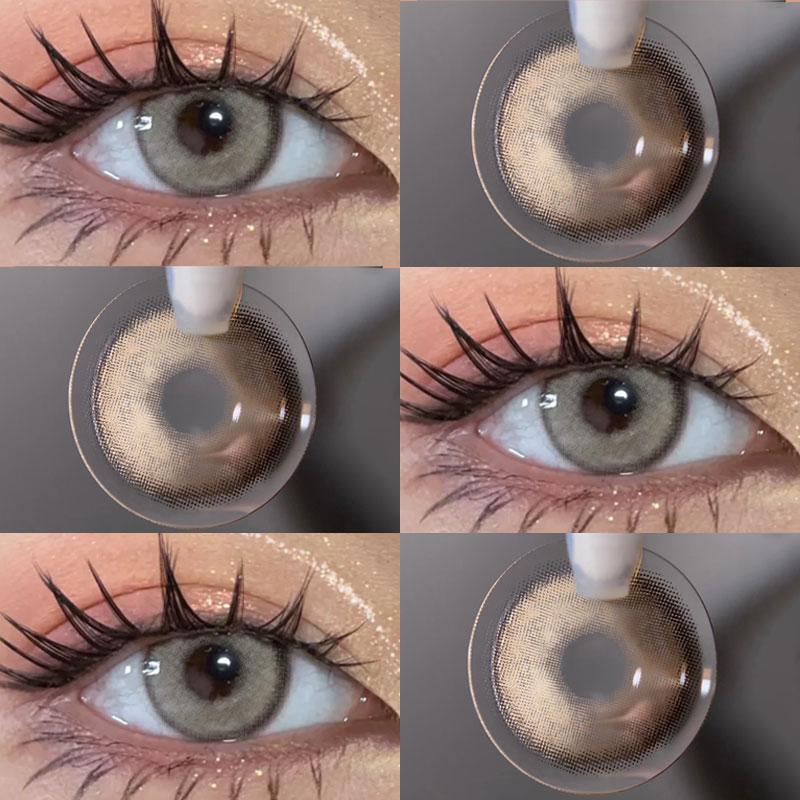 Mill Creek 1 Paar natürliche dunkelgraue Kontaktlinsen, große Augen, extra große Augen, 14,0/14,2/14,5 mm, großer Durchmesser, weiche Hydrogel-Kontaktlinsen, Güteklasse 0 kadett graue
