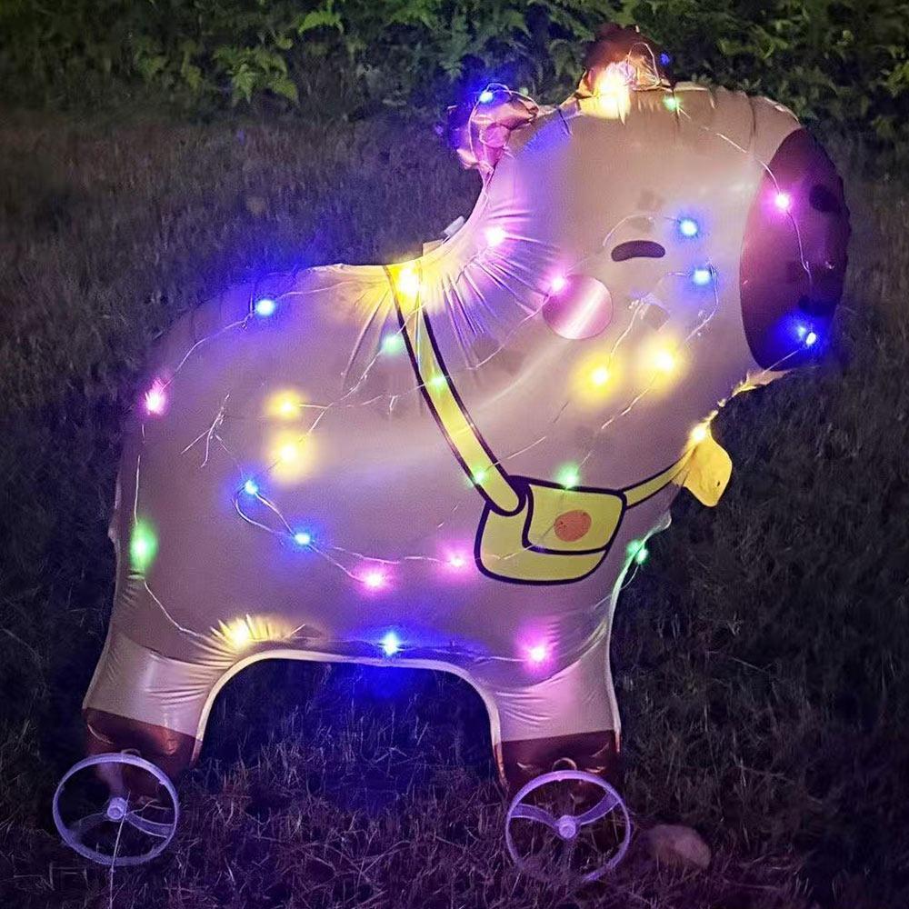 Mit Rädern Cartoon Tier Ballon Mit Licht 3D Ballon Tier Stofftier Kindergeschenk Brown Capybara