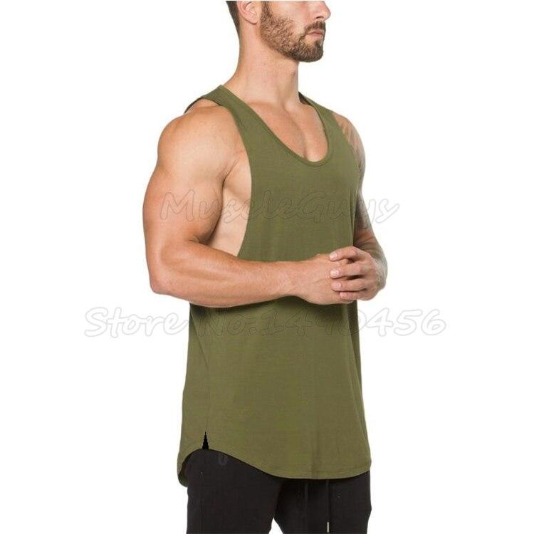 Muscleguys Markenkleidung, solide Tanktops für Männer, leeres Unterhemd, Muskelweste, Bodybuilding und Fitness, Stringer-Tanktop für Fitnessstudios XXL armee grüne