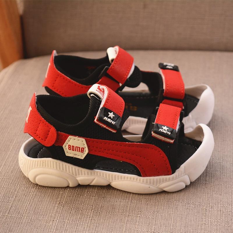 Sommer Kinder Schuhe Jungen Weichen Sohlen Strand Schuhe Männlichen Baby Baotou Anti-kick kinder Sandalen Princepard Sommer Sandalen 30 rot